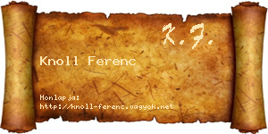 Knoll Ferenc névjegykártya