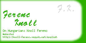 ferenc knoll business card